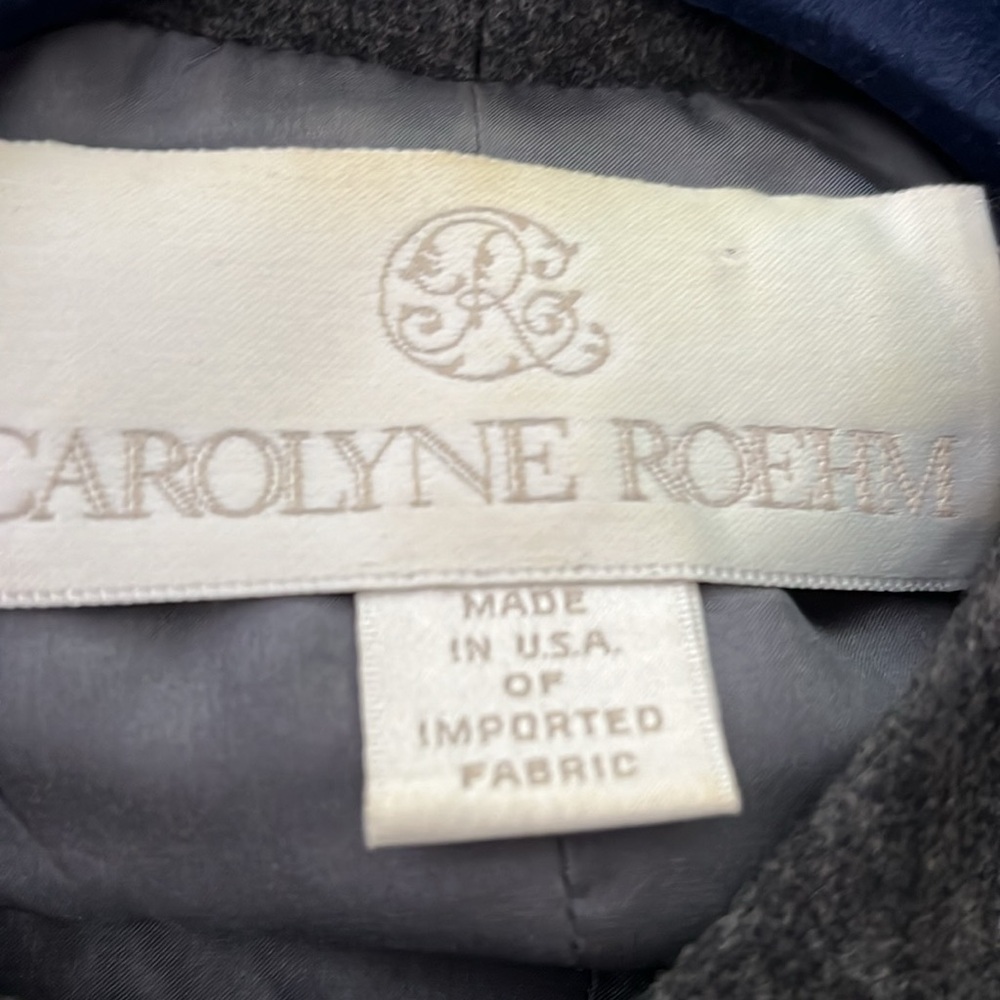 Carolyne Roehm Sz 8 Vintage Gray Soft Wool Snap Button Coat Dress - Picture 10 of 12